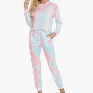 NWT Mathea Women’s Two-Piece Pajama Set Tie-Dye Printed Casual Outfit XXL